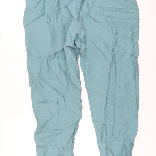 Marks and Spencer Womens Green Lyocell Trousers Size 18 L26 in Regular Drawstring