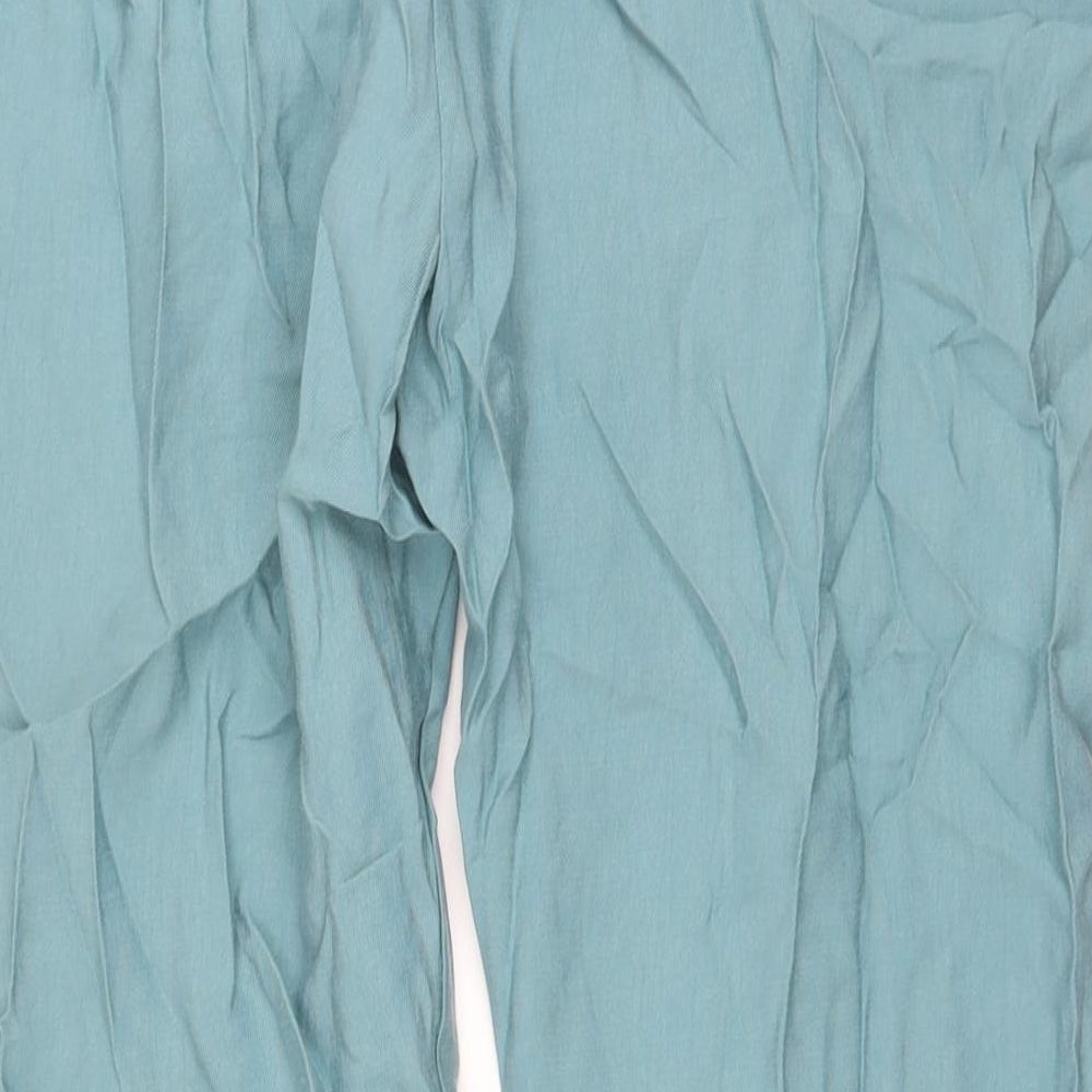 Marks and Spencer Womens Green Lyocell Trousers Size 18 L26 in Regular Drawstring