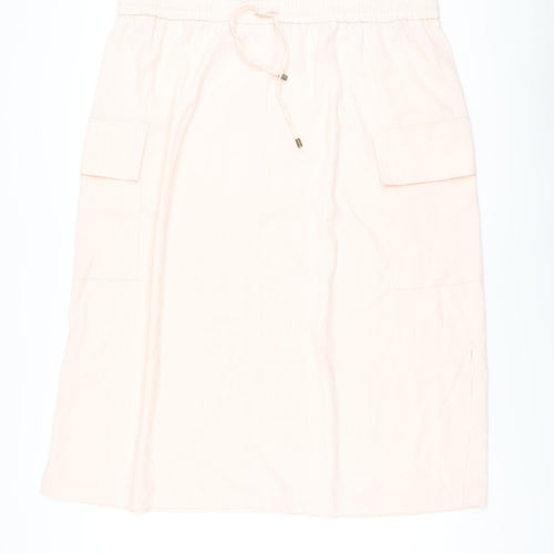Marks and Spencer Womens Pink Polyester A-Line Skirt Size 22 Drawstring