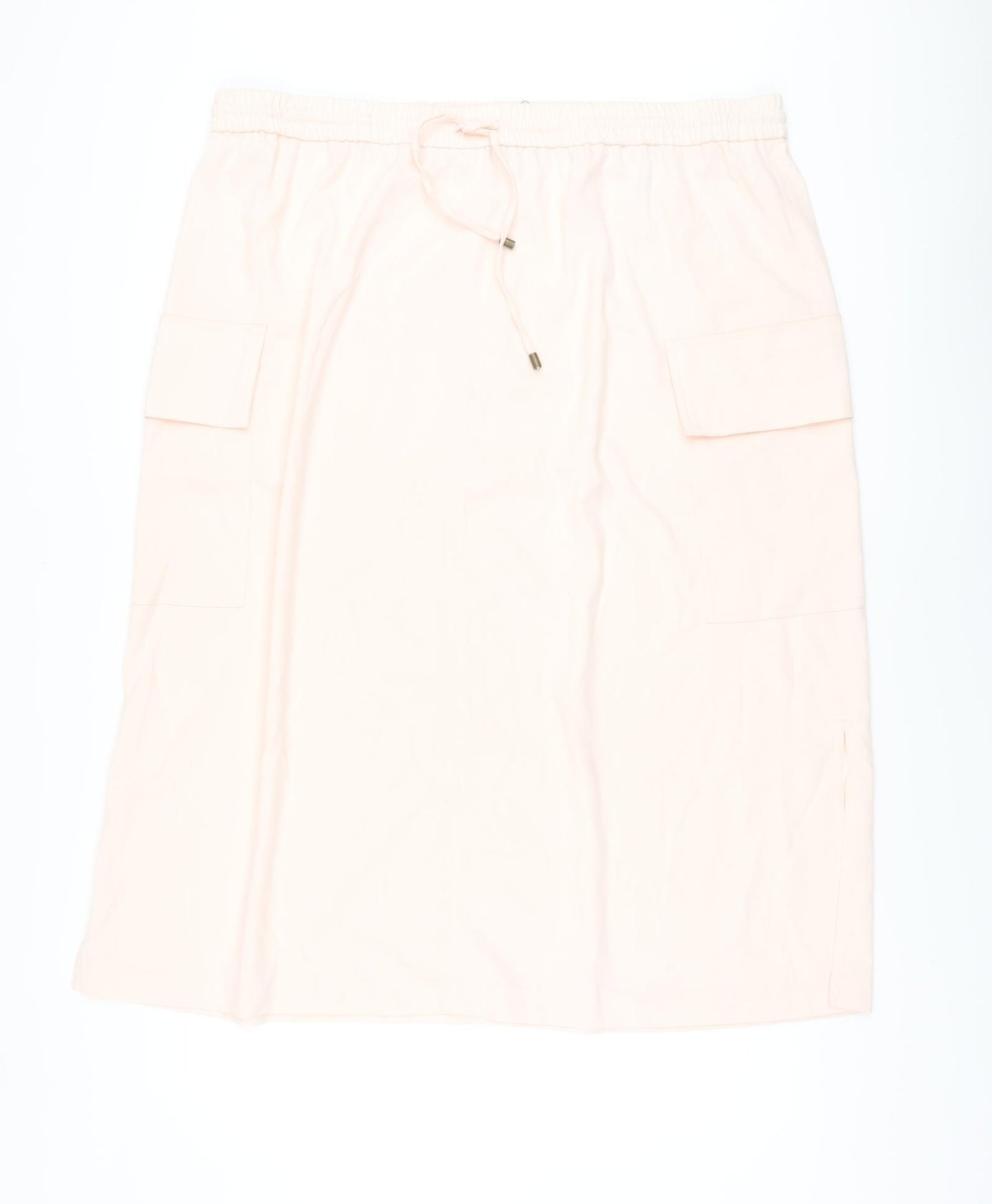 Marks and Spencer Womens Pink Polyester A-Line Skirt Size 22 Drawstring