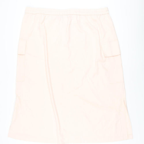 Marks and Spencer Womens Pink Polyester A-Line Skirt Size 22 Drawstring