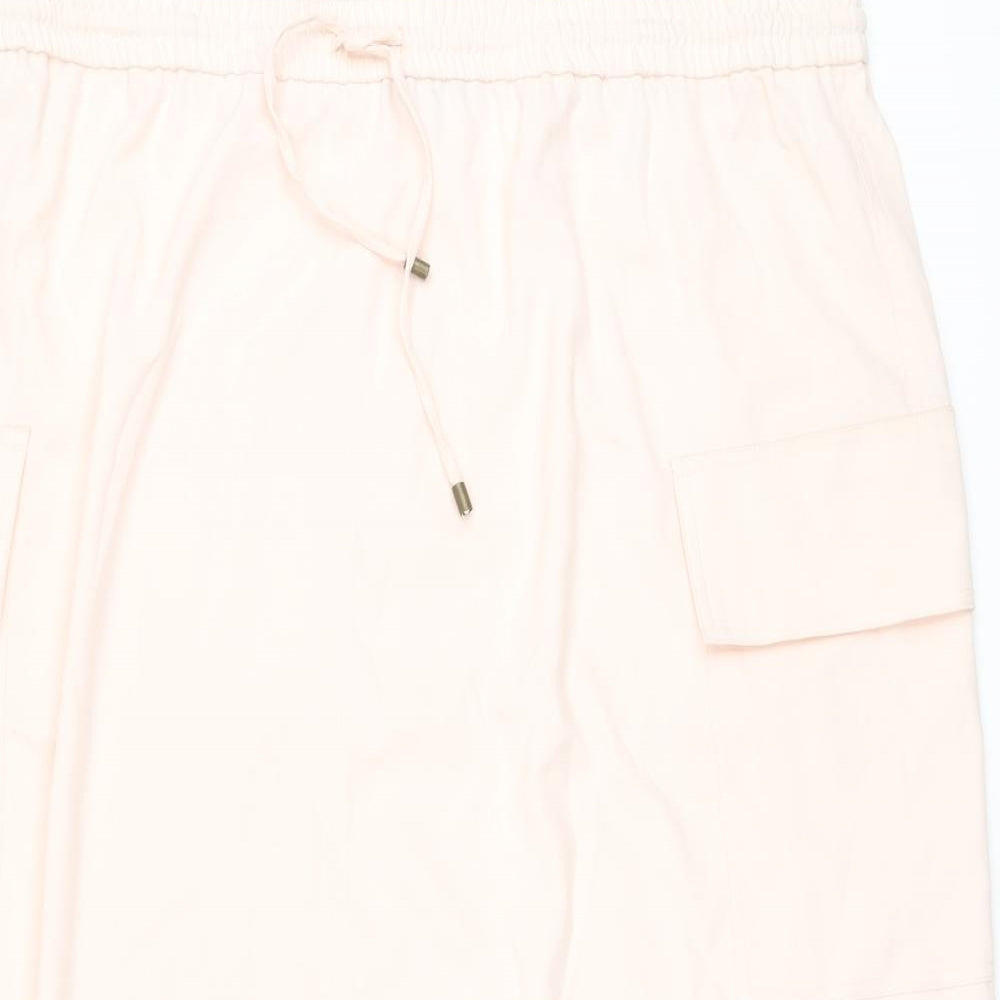 Marks and Spencer Womens Pink Polyester A-Line Skirt Size 22 Drawstring