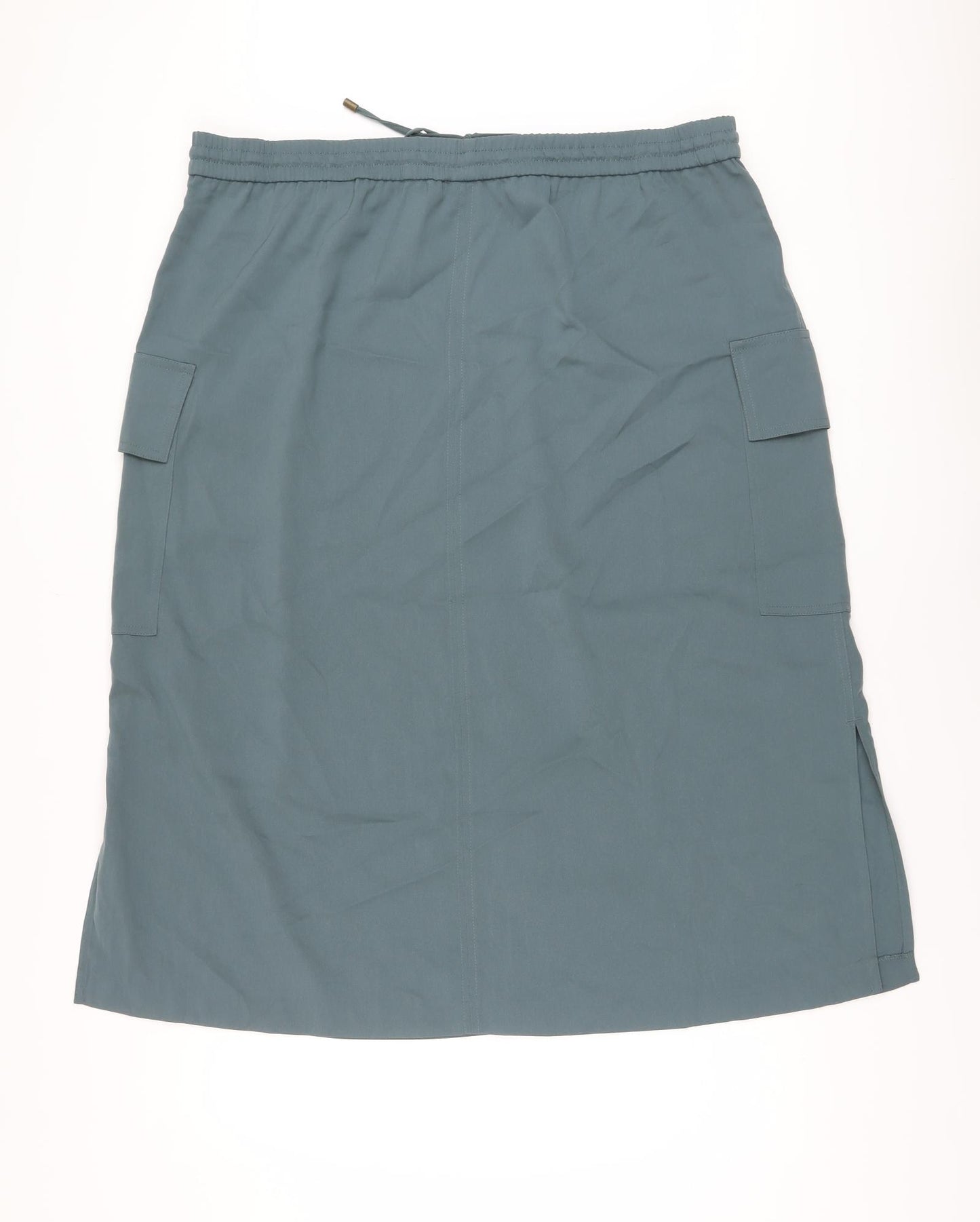Marks and Spencer Womens Green Polyester A-Line Skirt Size 22 Drawstring