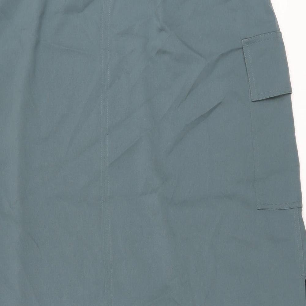 Marks and Spencer Womens Green Polyester A-Line Skirt Size 22 Drawstring