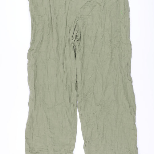 Marks and Spencer Womens Green Cotton Trousers Size 20 L28 in Regular