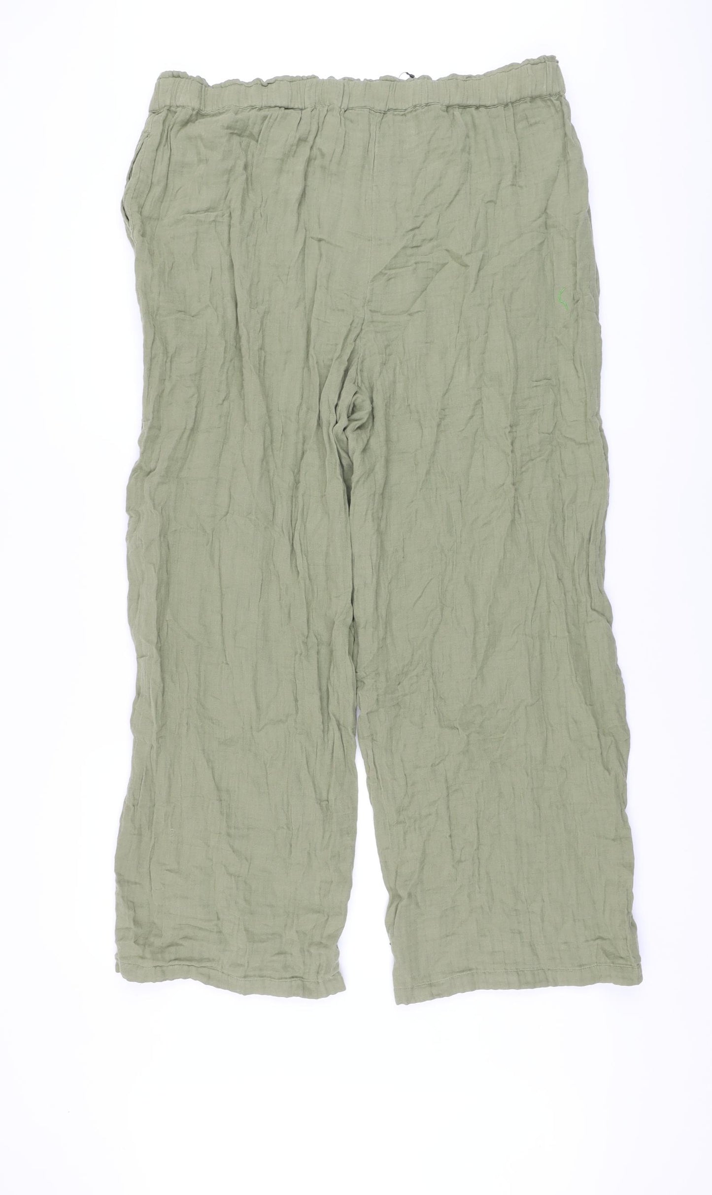Marks and Spencer Womens Green Cotton Trousers Size 20 L28 in Regular