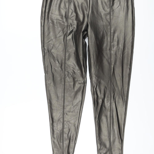 Marks and Spencer Womens Gold Polyester Jegging Trousers Size 8 L25 in Regular