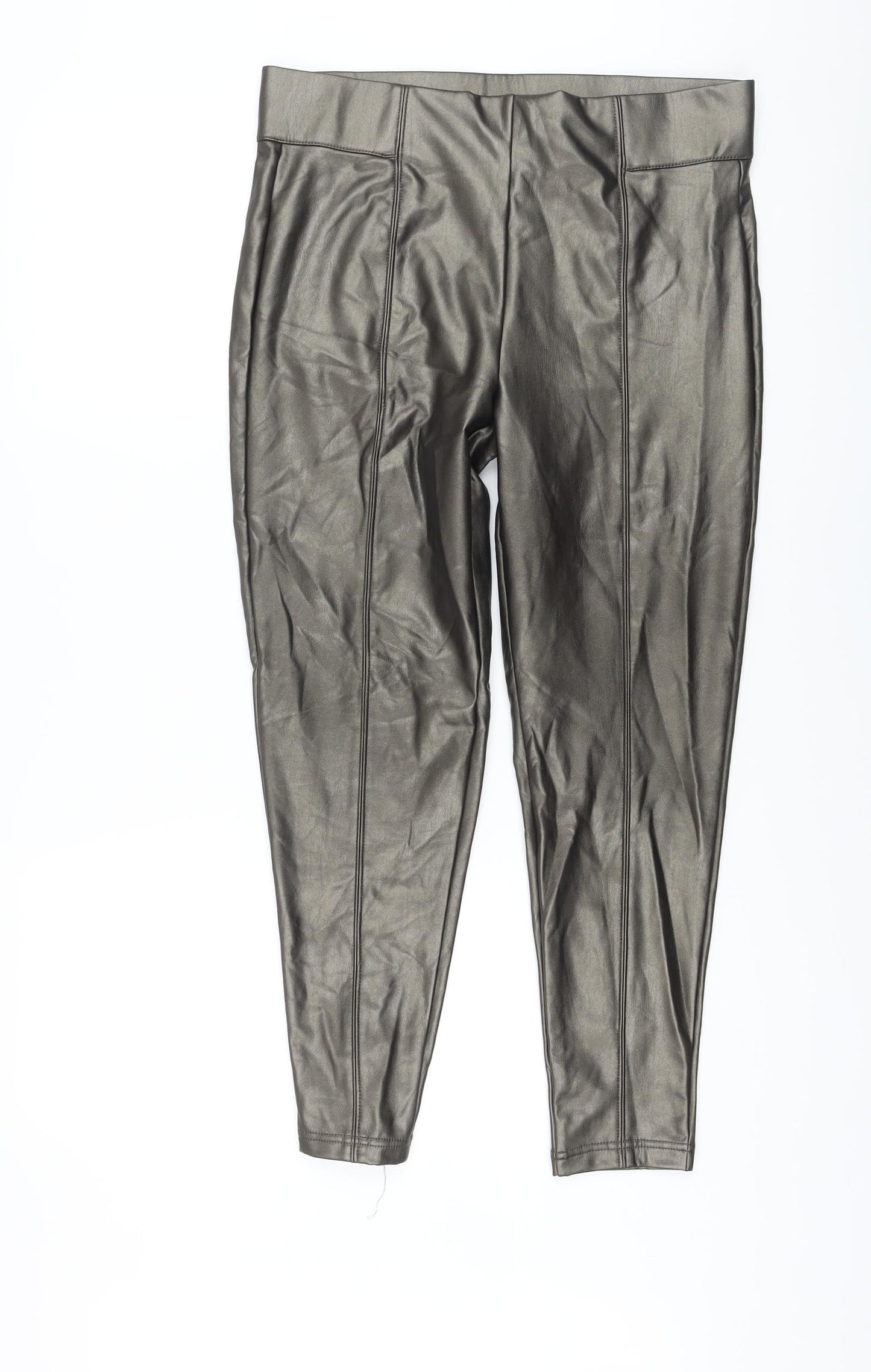 Marks and Spencer Womens Gold Polyester Jegging Trousers Size 8 L25 in Regular