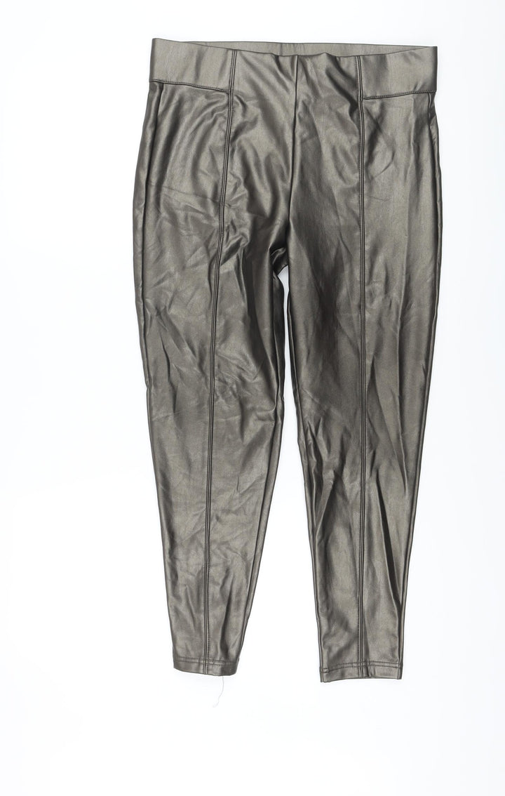 Marks and Spencer Womens Gold Polyester Jegging Trousers Size 8 L25 in Regular