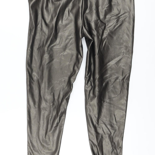 Marks and Spencer Womens Gold Polyester Jegging Trousers Size 8 L25 in Regular