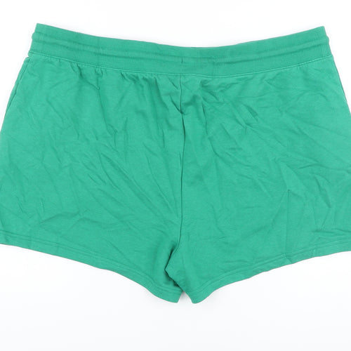 Marks and Spencer Womens Green Cotton Sweat Shorts Size 22 L4 in Regular Drawstring