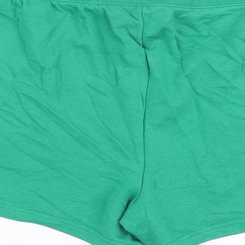 Marks and Spencer Womens Green Cotton Sweat Shorts Size 22 L4 in Regular Drawstring