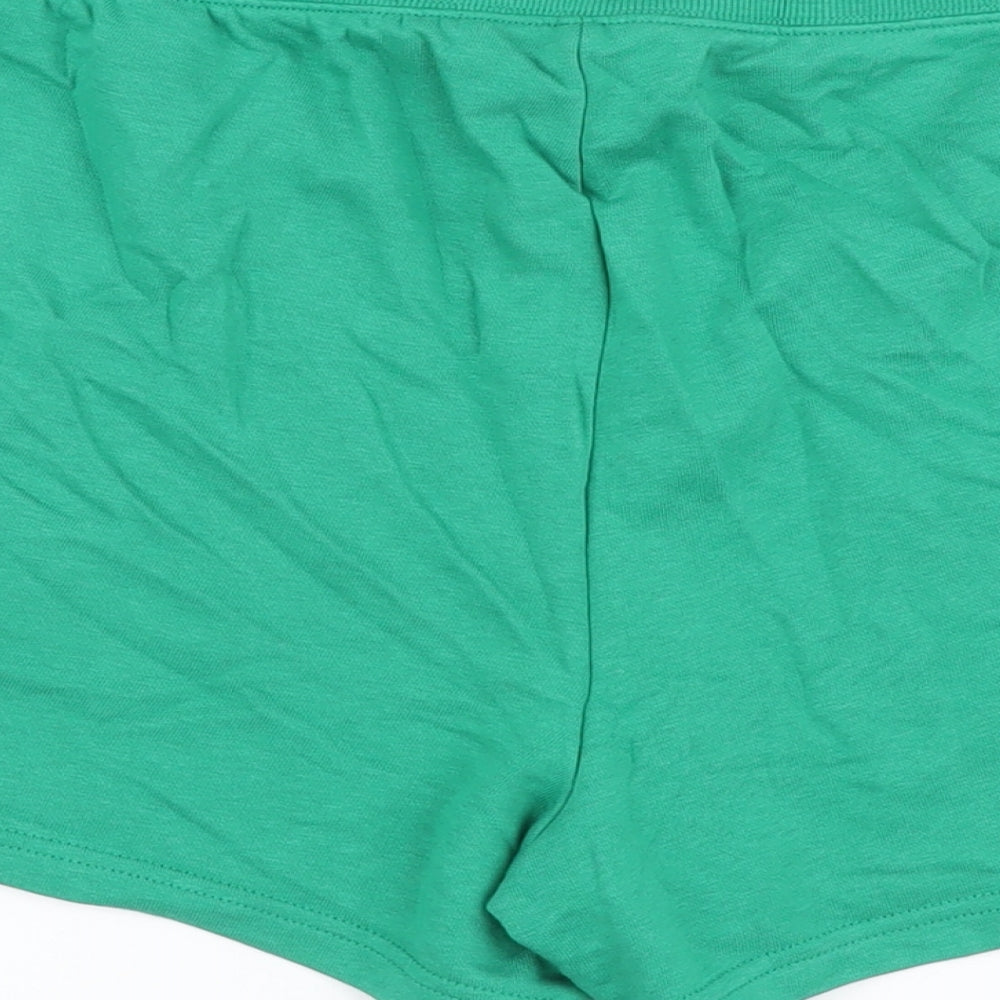 Marks and Spencer Womens Green Cotton Sweat Shorts Size 22 L4 in Regular Drawstring