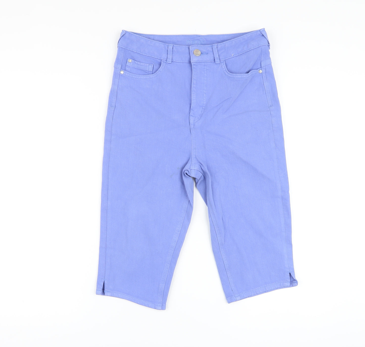 Marks and Spencer Womens Purple Cotton Bermuda Shorts Size 10 L14 in Regular Button