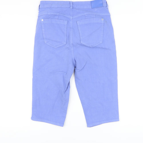 Marks and Spencer Womens Purple Cotton Bermuda Shorts Size 10 L14 in Regular Button