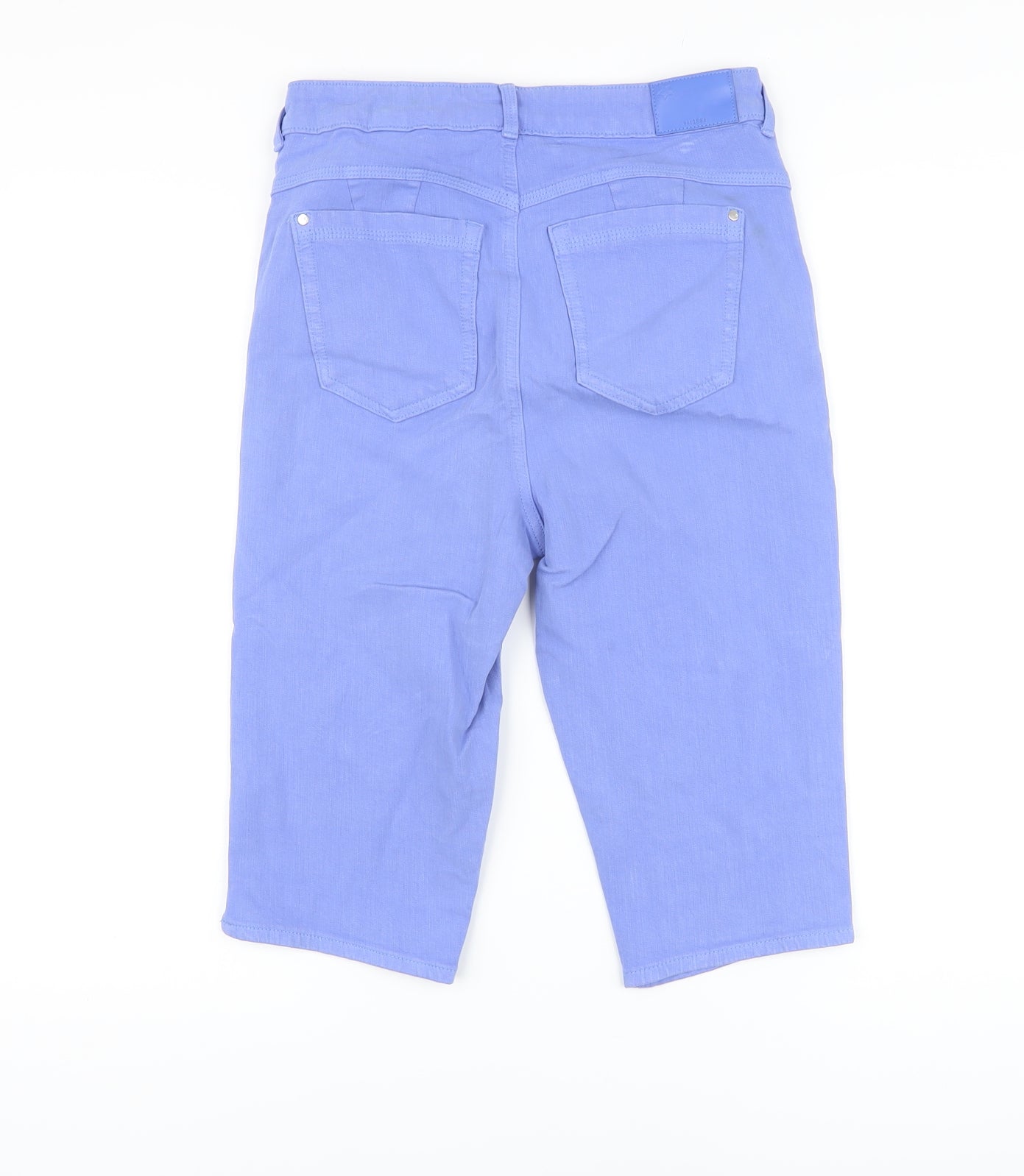 Marks and Spencer Womens Purple Cotton Bermuda Shorts Size 10 L14 in Regular Button