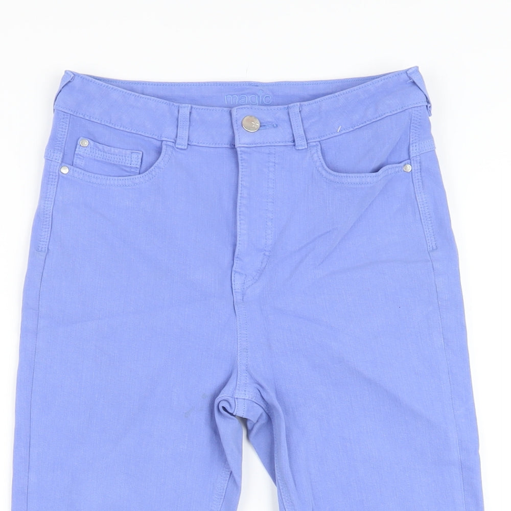 Marks and Spencer Womens Purple Cotton Bermuda Shorts Size 10 L14 in Regular Button