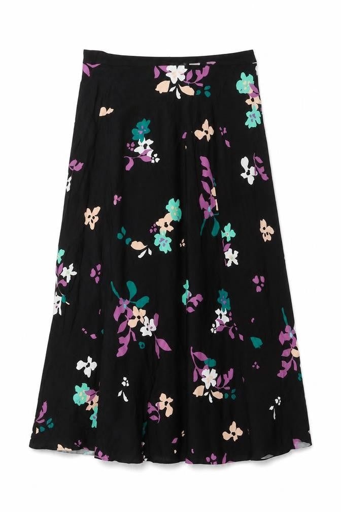 Autograph Womens Black Floral Viscose A-Line Skirt Size 8 Zip