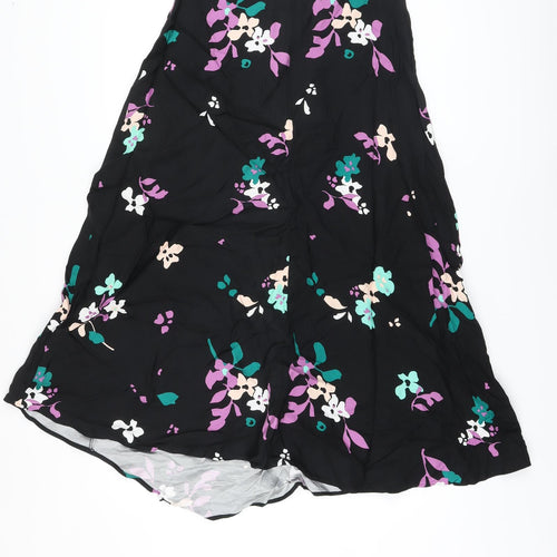 Autograph Womens Black Floral Viscose A-Line Skirt Size 8 Zip