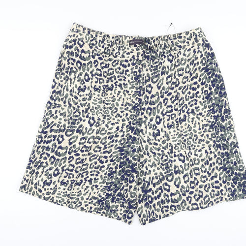 Marks and Spencer Womens Multicoloured Animal Print Polyester Basic Shorts Size 16 L10 in Regular Pull On