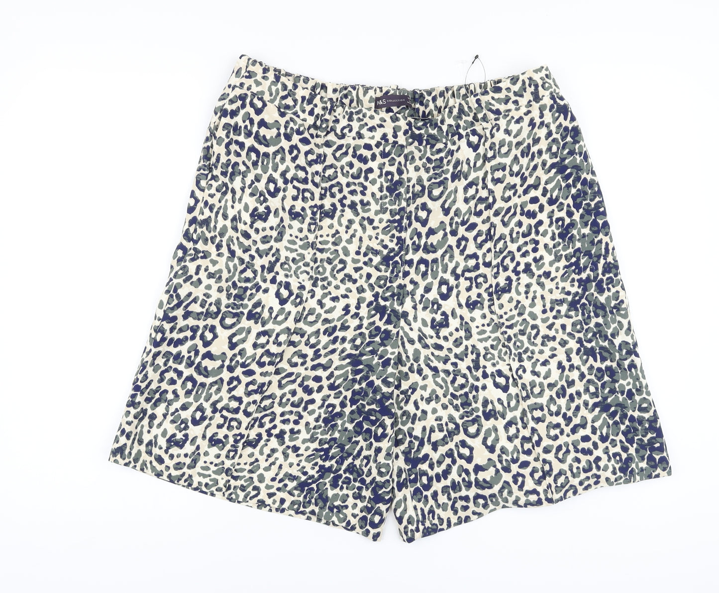 Marks and Spencer Womens Multicoloured Animal Print Polyester Basic Shorts Size 16 L10 in Regular Pull On