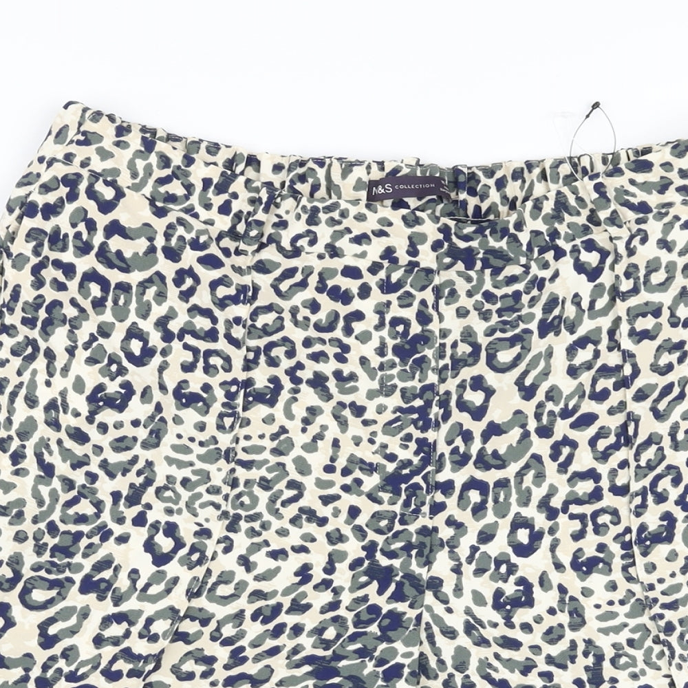 Marks and Spencer Womens Multicoloured Animal Print Polyester Basic Shorts Size 16 L10 in Regular Pull On