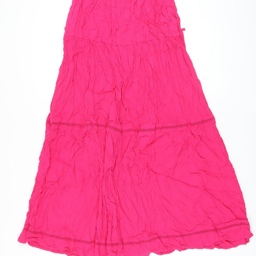 Marks and Spencer Womens Pink Viscose A-Line Skirt Size 6 Drawstring