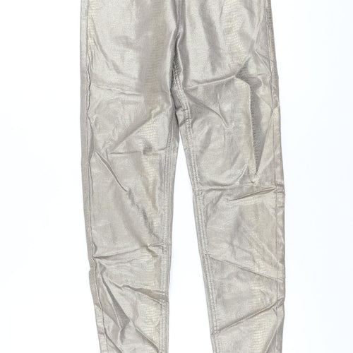 Marks and Spencer Womens Gold Animal Print Cotton Jegging Trousers Size 6 L27 in Regular