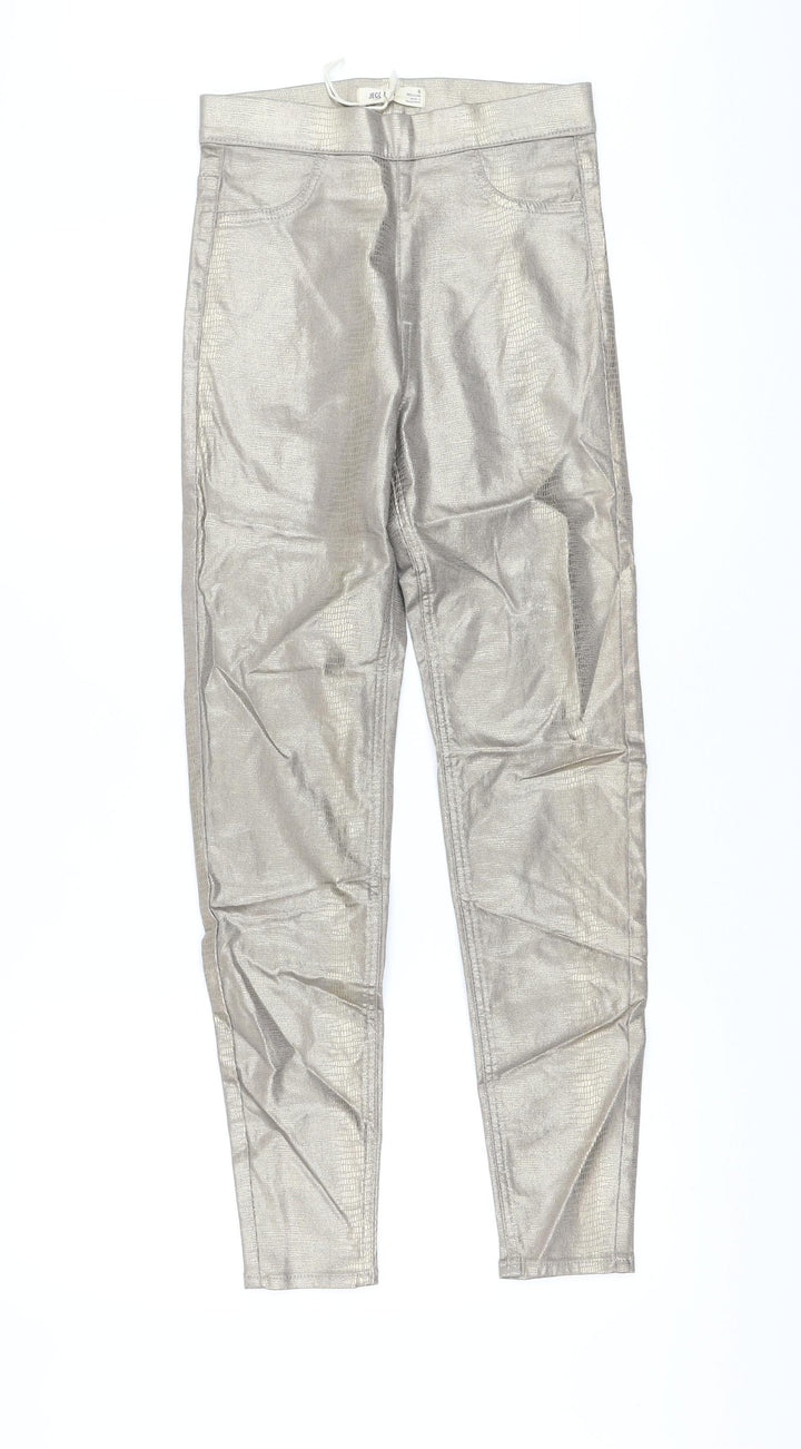 Marks and Spencer Womens Gold Animal Print Cotton Jegging Trousers Size 6 L27 in Regular