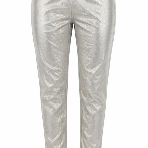 Marks and Spencer Womens Gold Animal Print Cotton Jegging Trousers Size 6 L27 in Regular