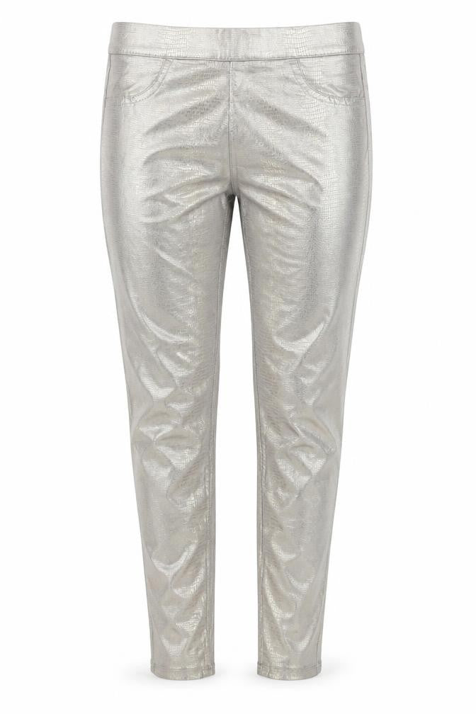 Marks and Spencer Womens Gold Animal Print Cotton Jegging Trousers Size 6 L27 in Regular