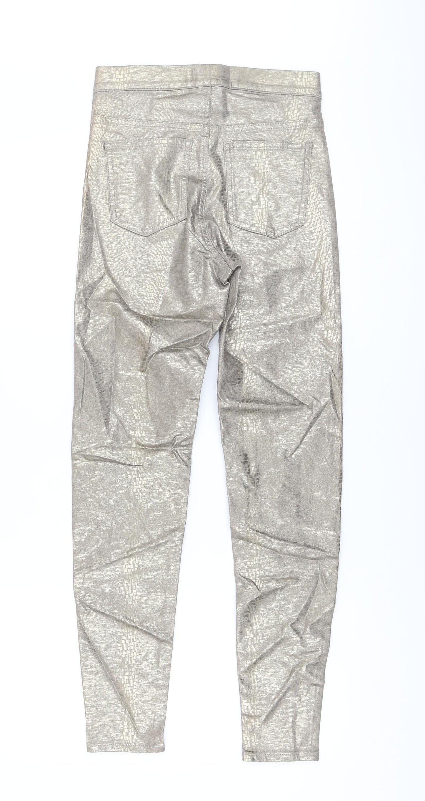 Marks and Spencer Womens Gold Animal Print Cotton Jegging Trousers Size 6 L27 in Regular