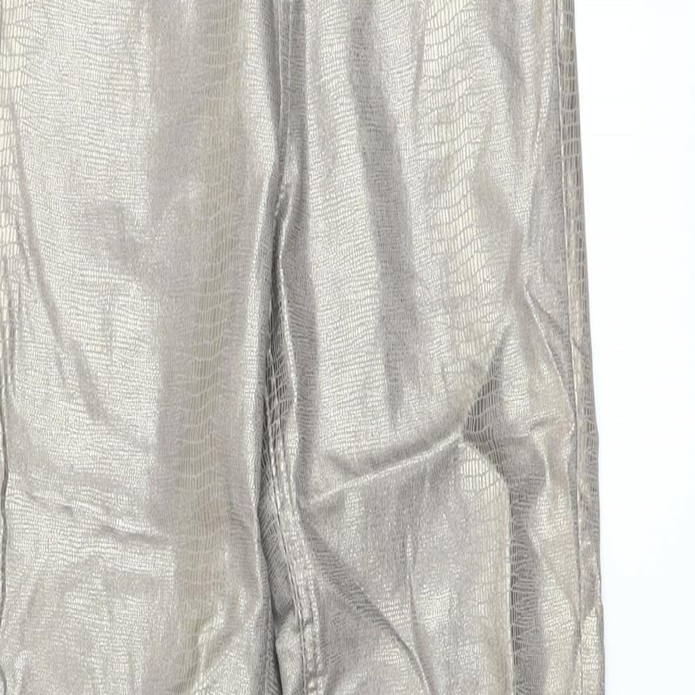Marks and Spencer Womens Gold Animal Print Cotton Jegging Trousers Size 6 L27 in Regular