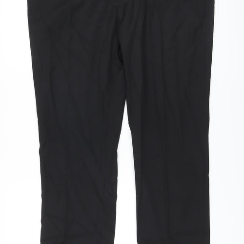 Marks and Spencer Mens Black Polyester Trousers Size 42 in L30 in Regular Hook & Eye