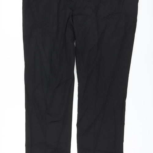 Marks and Spencer Mens Black Polyester Trousers Size 42 in L30 in Regular Hook & Eye