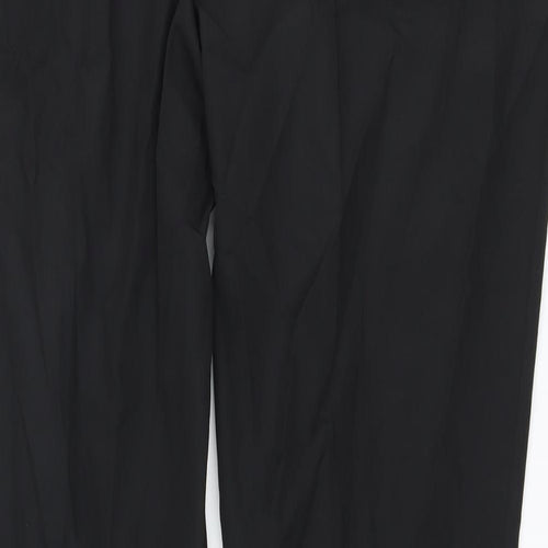 Marks and Spencer Mens Black Polyester Trousers Size 42 in L30 in Regular Hook & Eye