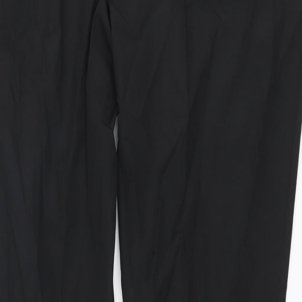 Marks and Spencer Mens Black Polyester Trousers Size 42 in L30 in Regular Hook & Eye