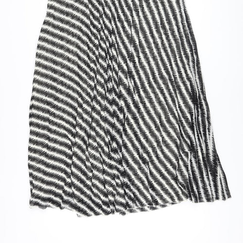 Marks and Spencer Womens Black Striped Polyester Pleated Skirt Size 18