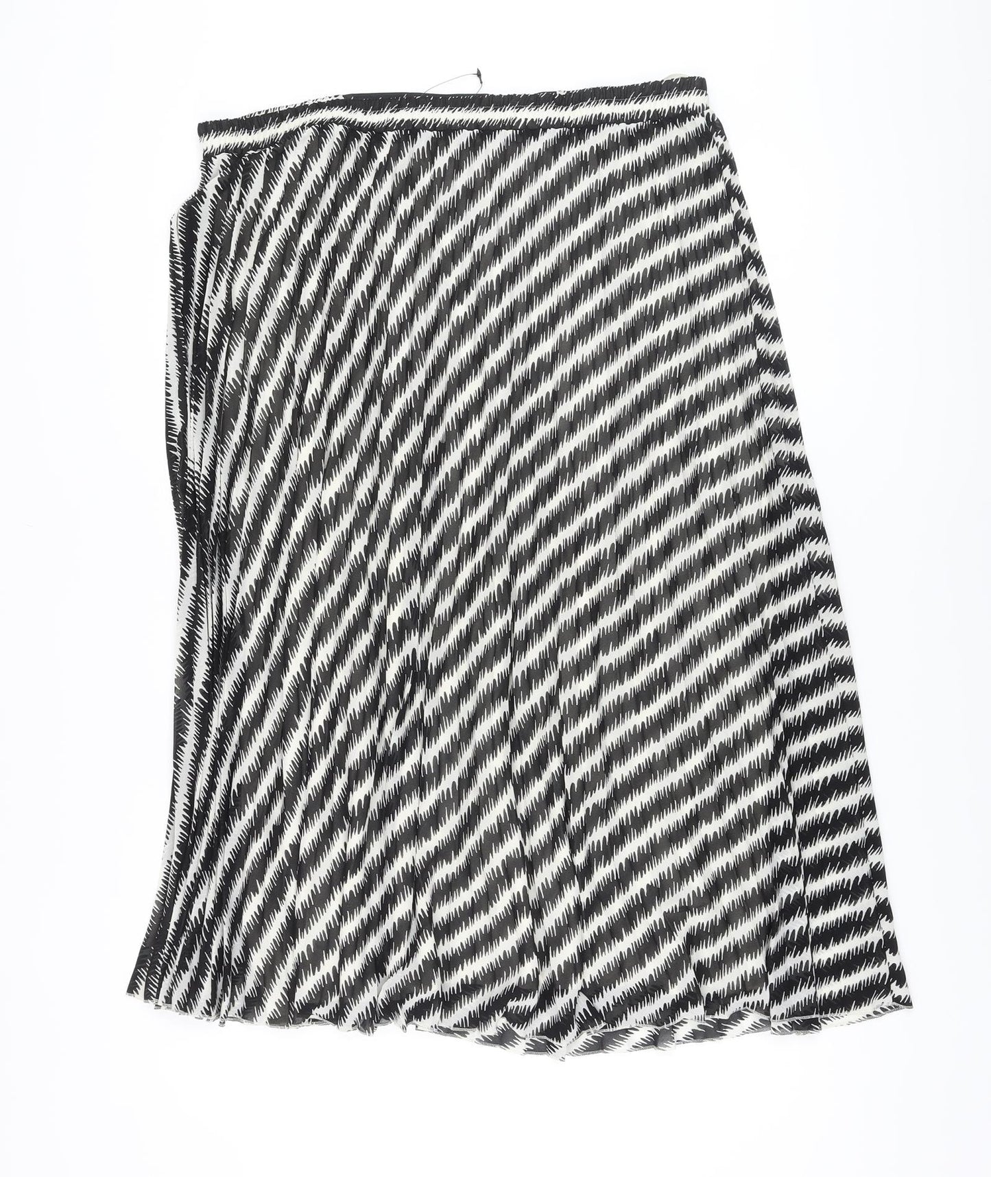 Marks and Spencer Womens Black Striped Polyester Pleated Skirt Size 18