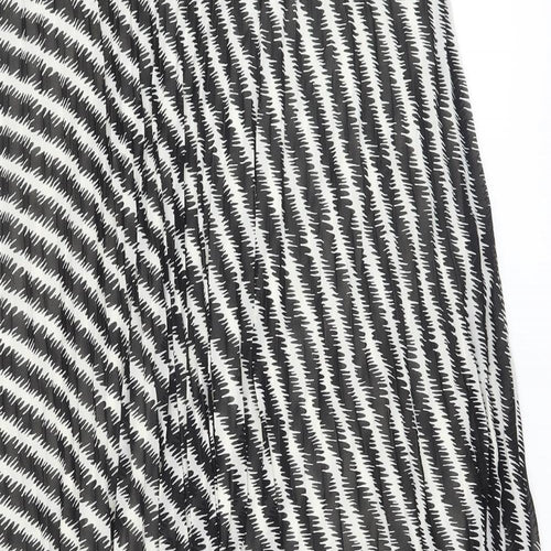 Marks and Spencer Womens Black Striped Polyester Pleated Skirt Size 18