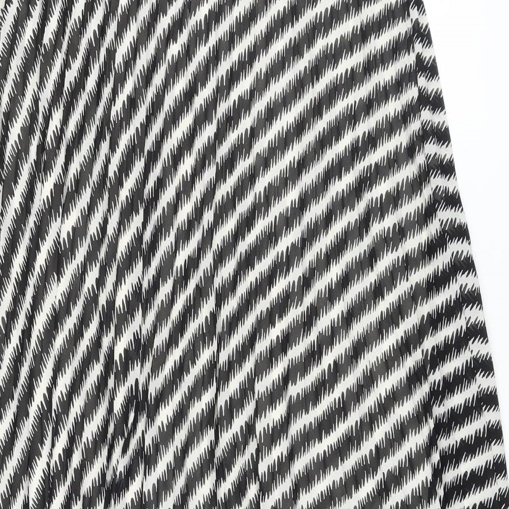 Marks and Spencer Womens Black Striped Polyester Pleated Skirt Size 18