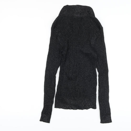 Marks and Spencer Womens Black Collared Viscose Pullover Jumper Size 6