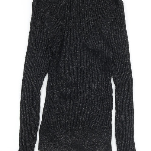 Marks and Spencer Womens Black Collared Viscose Pullover Jumper Size 6