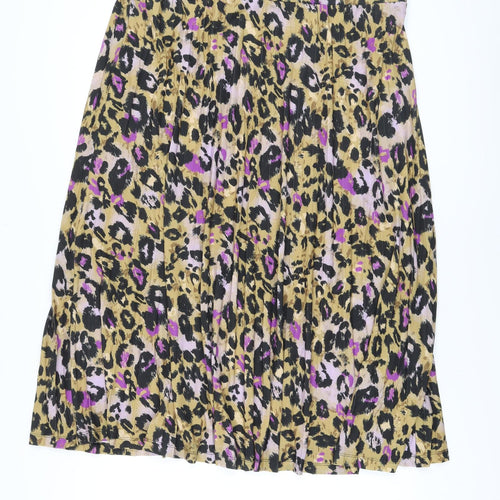 Marks and Spencer Womens Multicoloured Animal Print Polyester Pleated Skirt Size 20