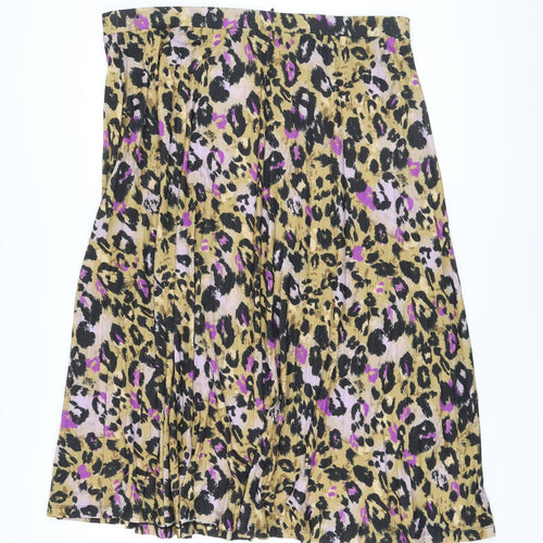 Marks and Spencer Womens Multicoloured Animal Print Polyester Pleated Skirt Size 20