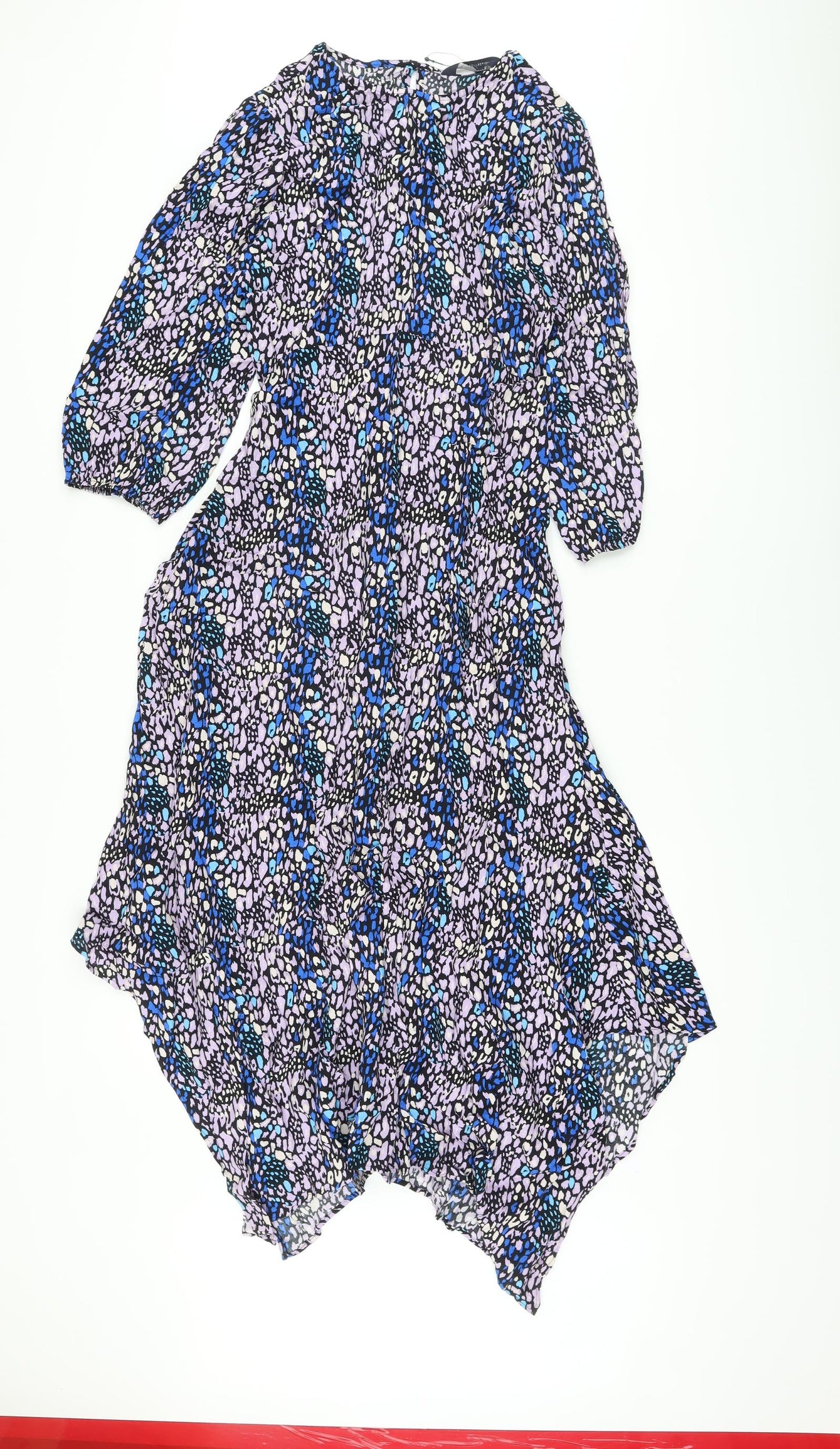 Marks and Spencer Womens Multicoloured Animal Print Viscose A-Line Size 8 Round Neck Button