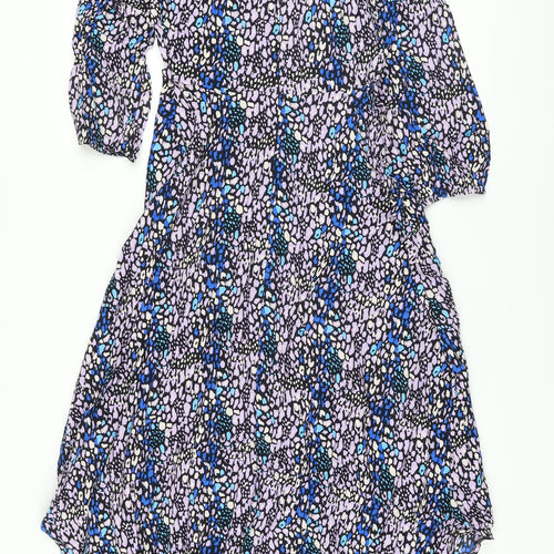 Marks and Spencer Womens Multicoloured Animal Print Viscose A-Line Size 8 Round Neck Button