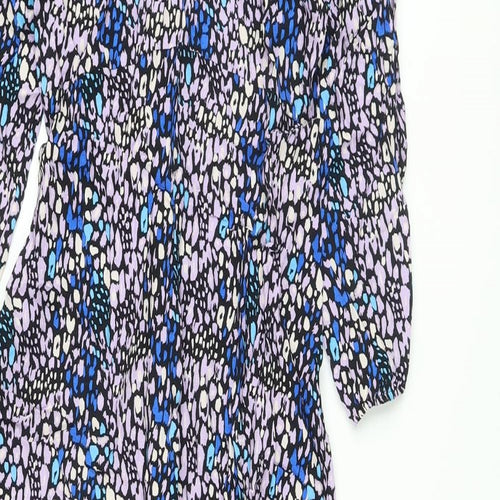 Marks and Spencer Womens Multicoloured Animal Print Viscose A-Line Size 8 Round Neck Button