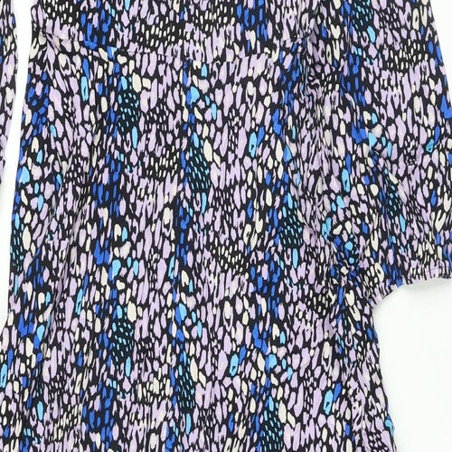 Marks and Spencer Womens Multicoloured Animal Print Viscose A-Line Size 8 Round Neck Button