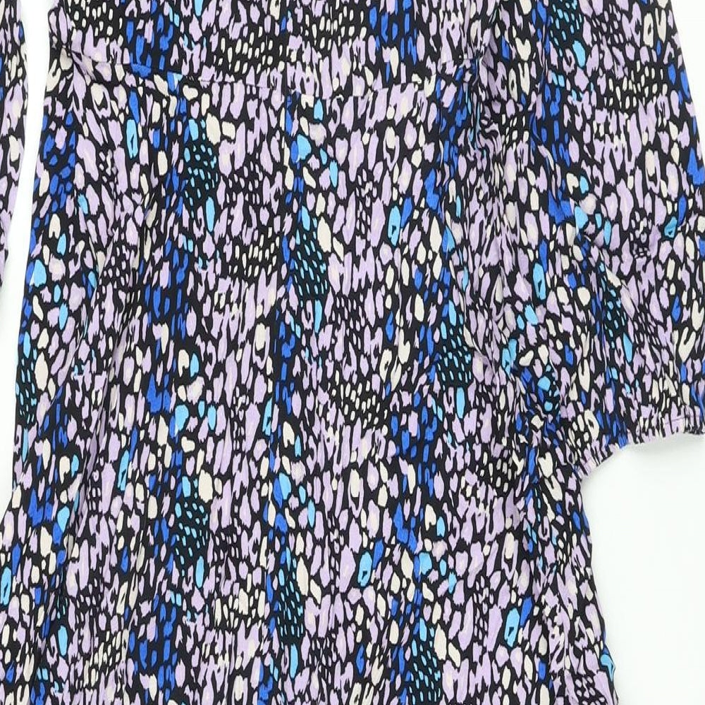 Marks and Spencer Womens Multicoloured Animal Print Viscose A-Line Size 8 Round Neck Button
